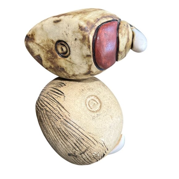 Hand Carved Stone Bird Figurines Signed Folk Art Set Of 2 Collectible - Picture 5 of 5